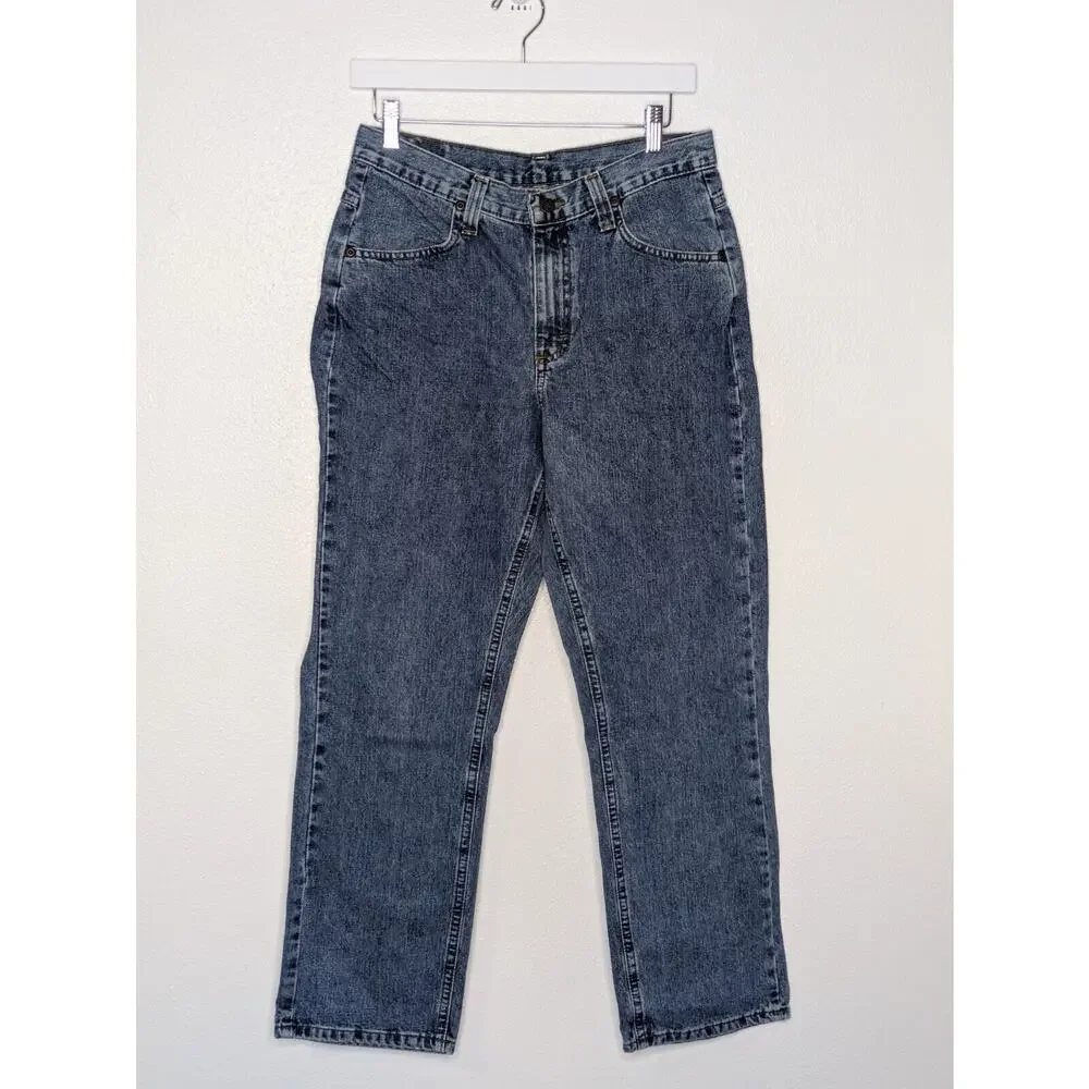 Vintage 90s Lee Riders Blue High Rise Mom Jeans Dark Wash Sz 10P Tapered Leg - Picture 1 of 10